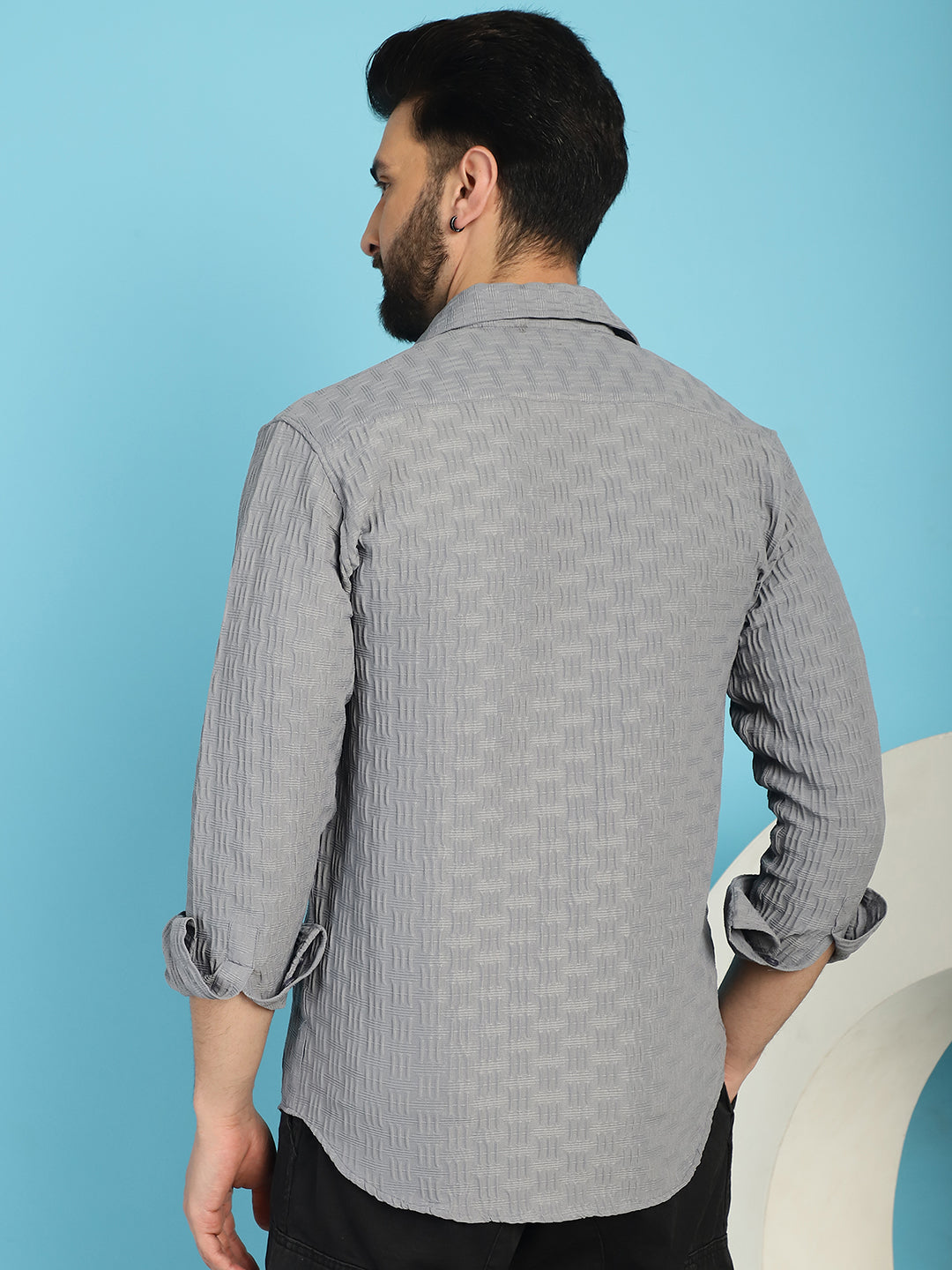 Woven Design Casual Shirt For Mens