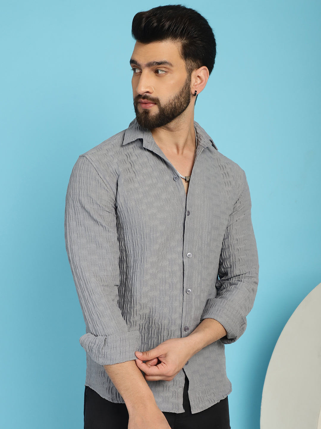Woven Design Casual Shirt For Mens