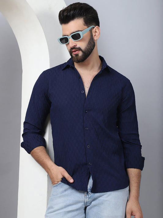 Woven Design Casual Shirt For Mens