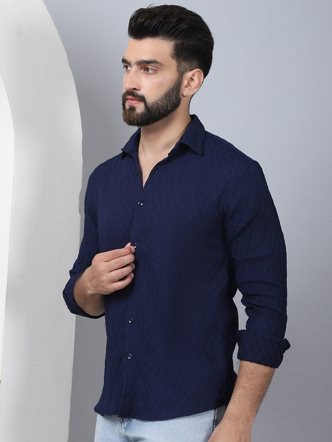 Woven Design Casual Shirt For Mens