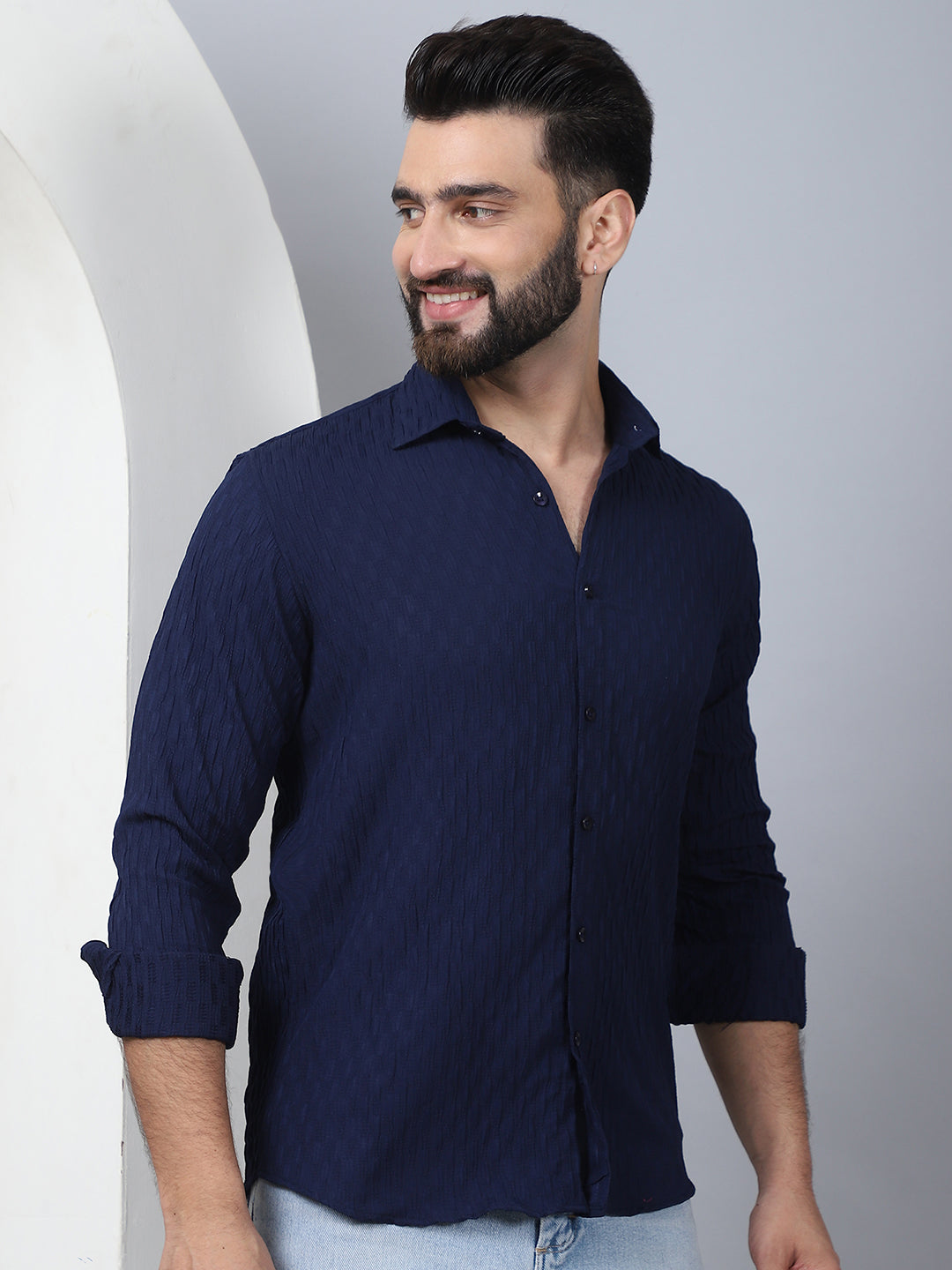 Woven Design Casual Shirt For Mens