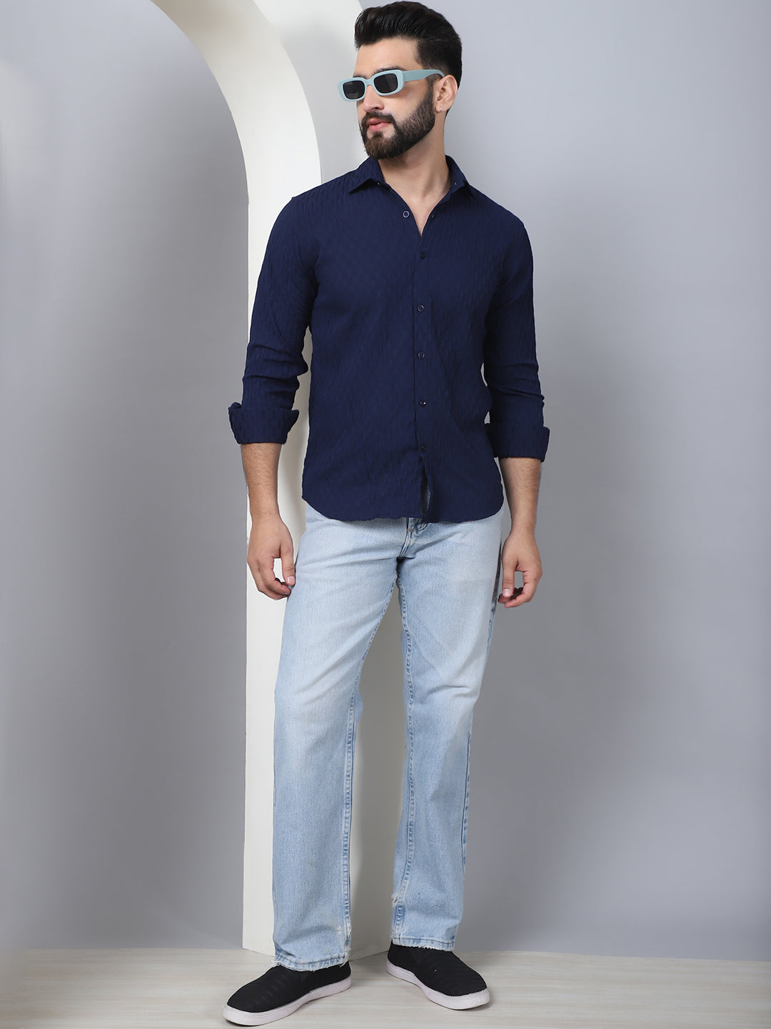 Woven Design Casual Shirt For Mens