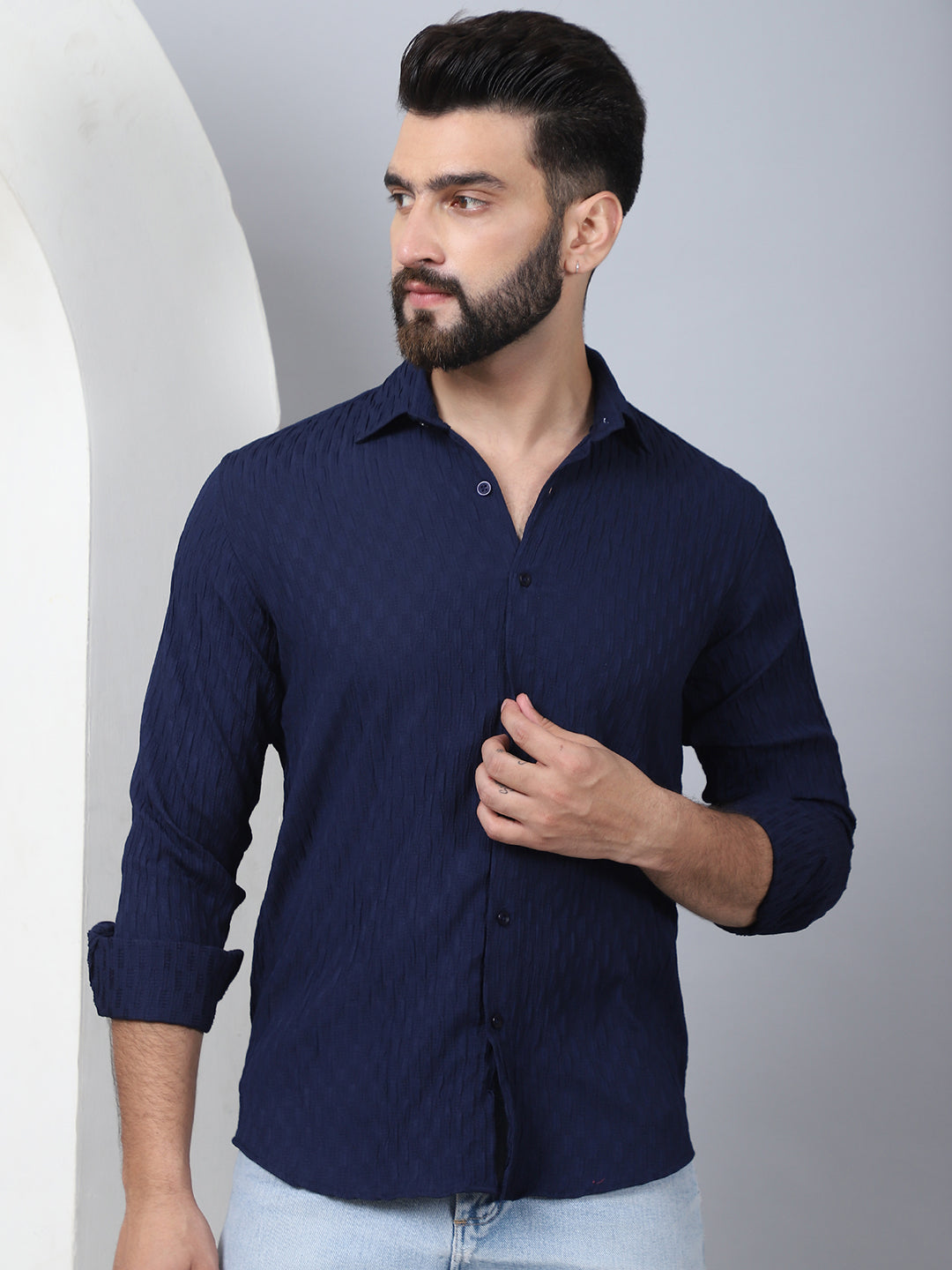 Woven Design Casual Shirt For Mens