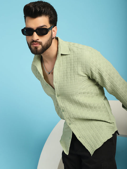 Woven Design Casual Shirt For Mens