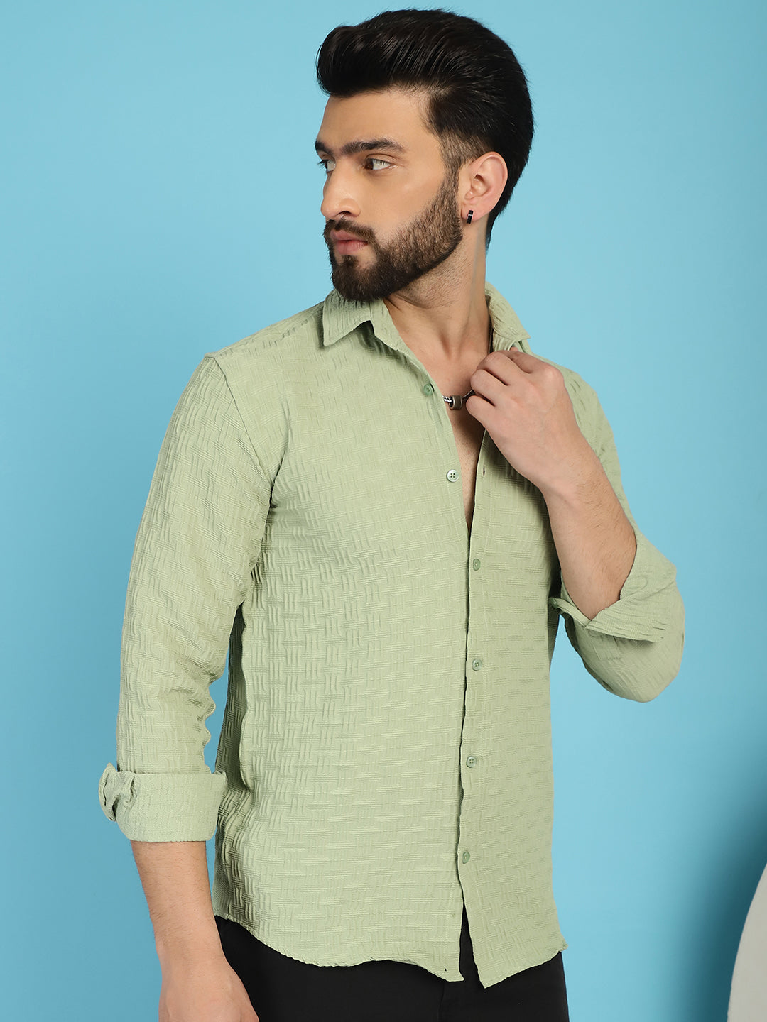Woven Design Casual Shirt For Mens