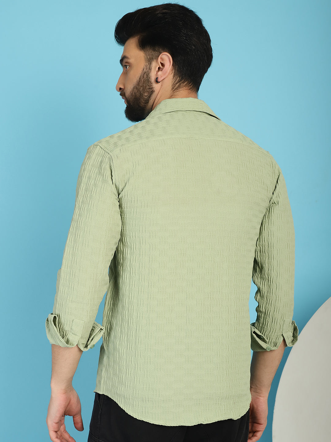 Woven Design Casual Shirt For Mens