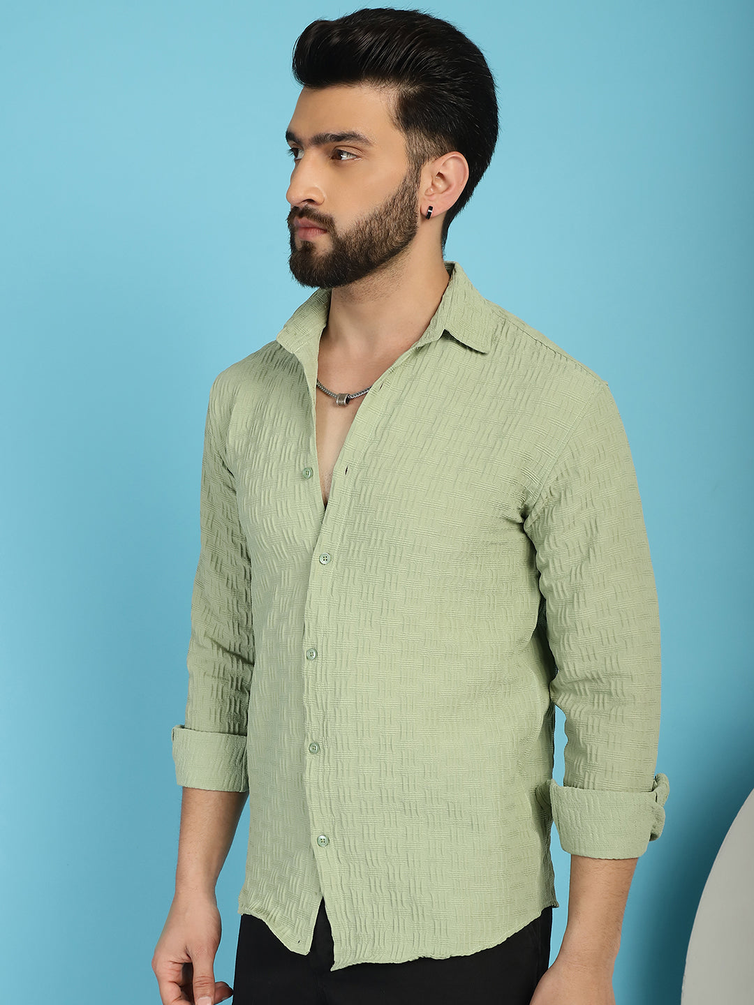 Woven Design Casual Shirt For Mens