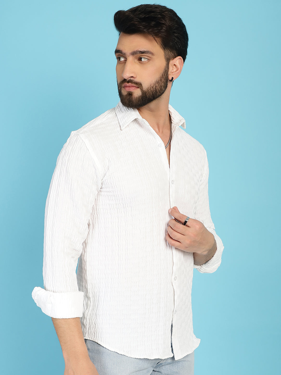 Woven Design Casual Shirt For Mens