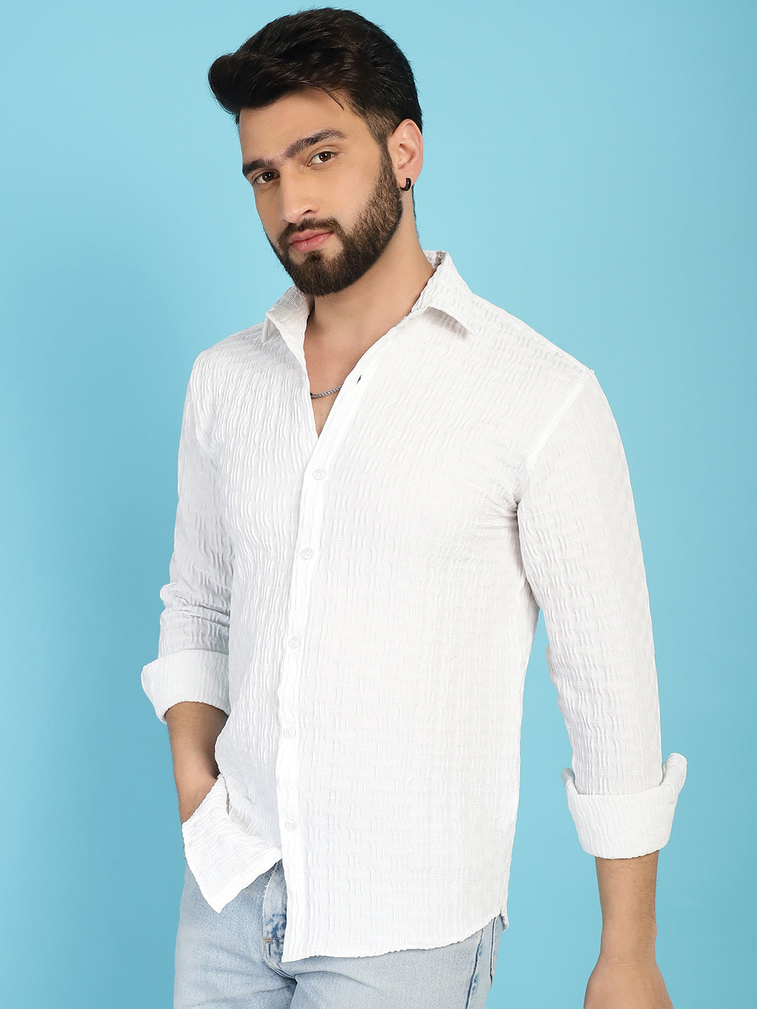 Woven Design Casual Shirt For Mens