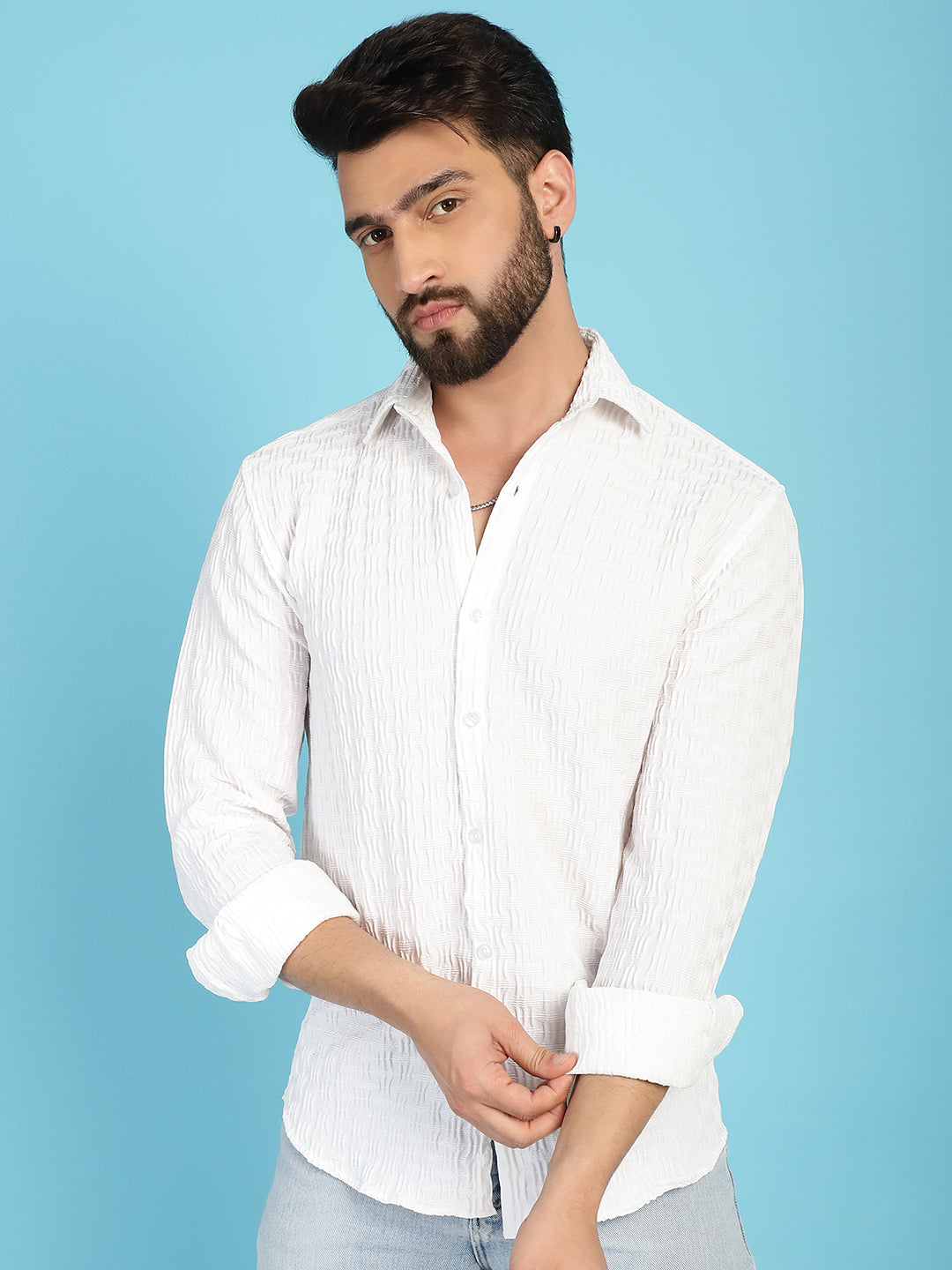 Woven Design Casual Shirt For Mens