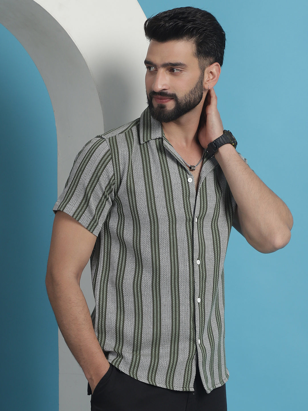 Printed Half Sleeve Cotton Shirt For Men