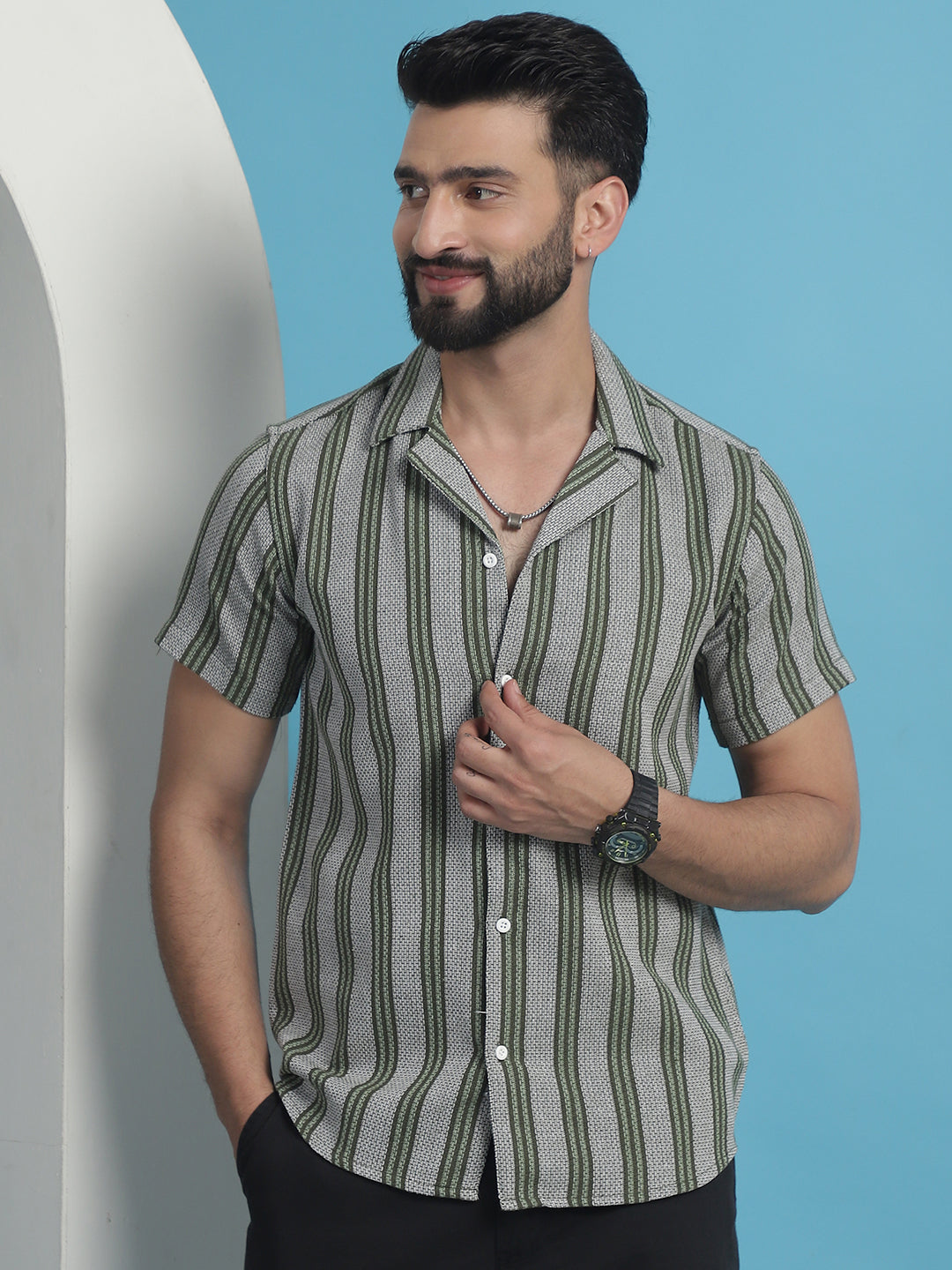 Printed Half Sleeve Cotton Shirt For Men