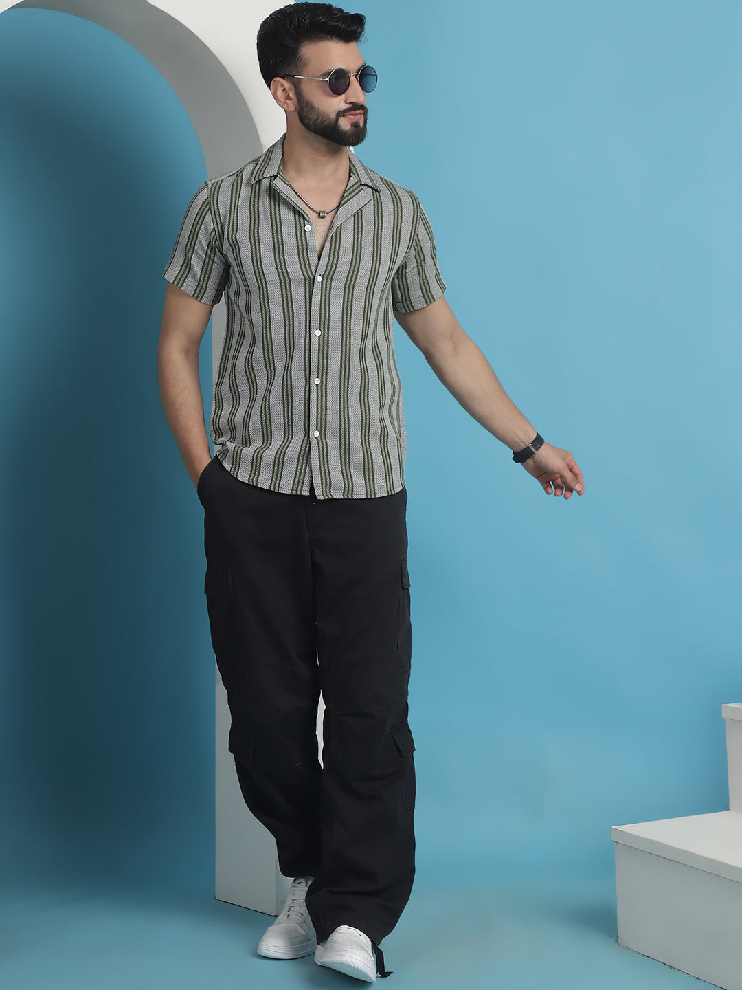 Printed Half Sleeve Cotton Shirt For Men