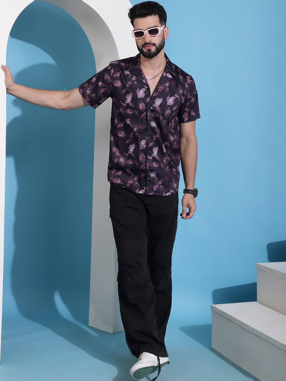 Classic Floral Printed Cotton Casual Shirt