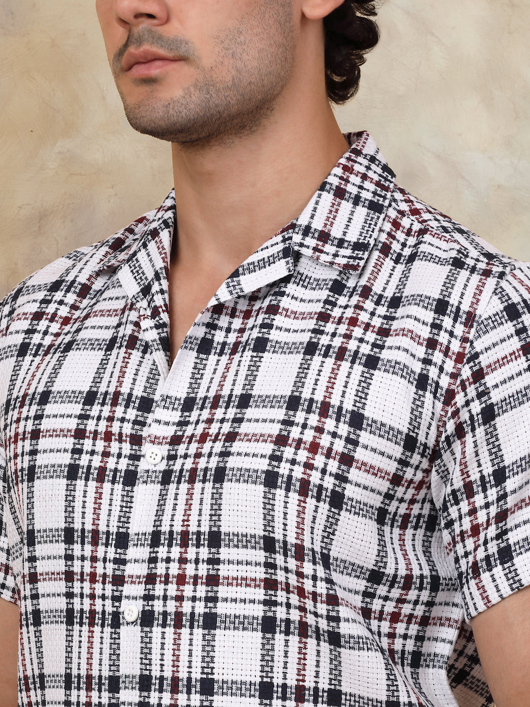 Checked Half Sleeve Cotton Shirt For Men