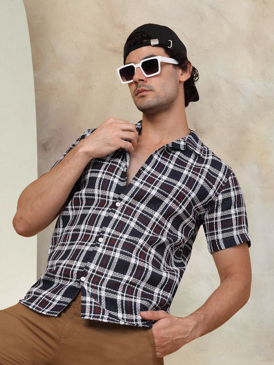 Checked Half Sleeve Cotton Shirt For Men