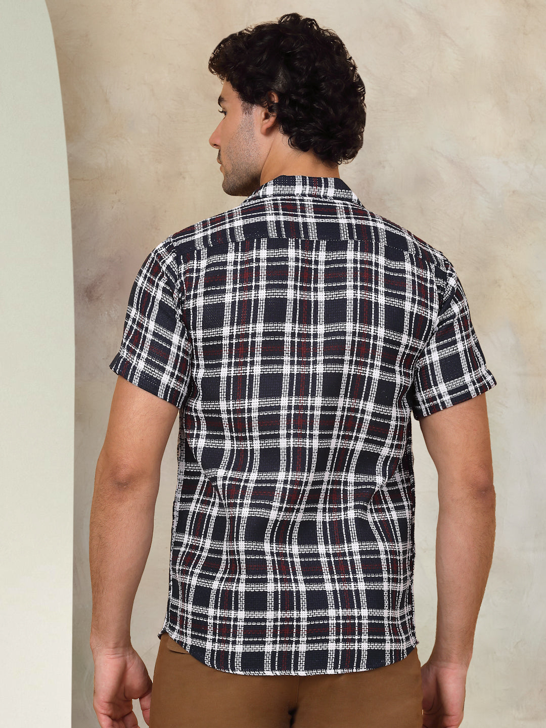 Checked Half Sleeve Cotton Shirt For Men