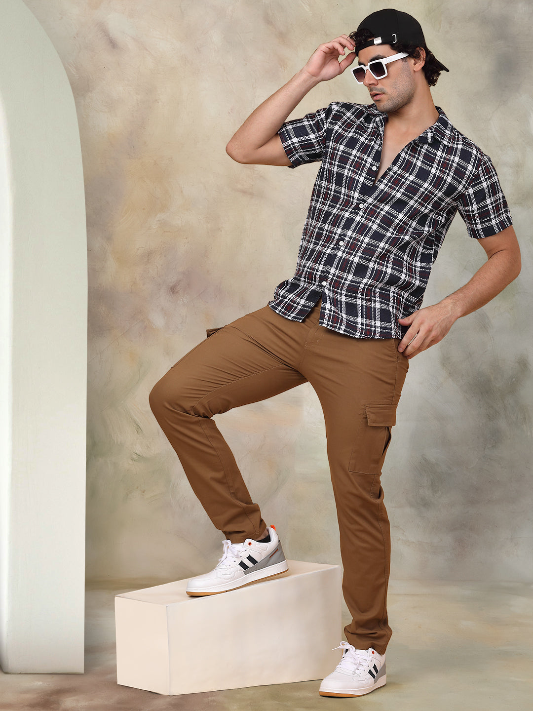 Checked Half Sleeve Cotton Shirt For Men