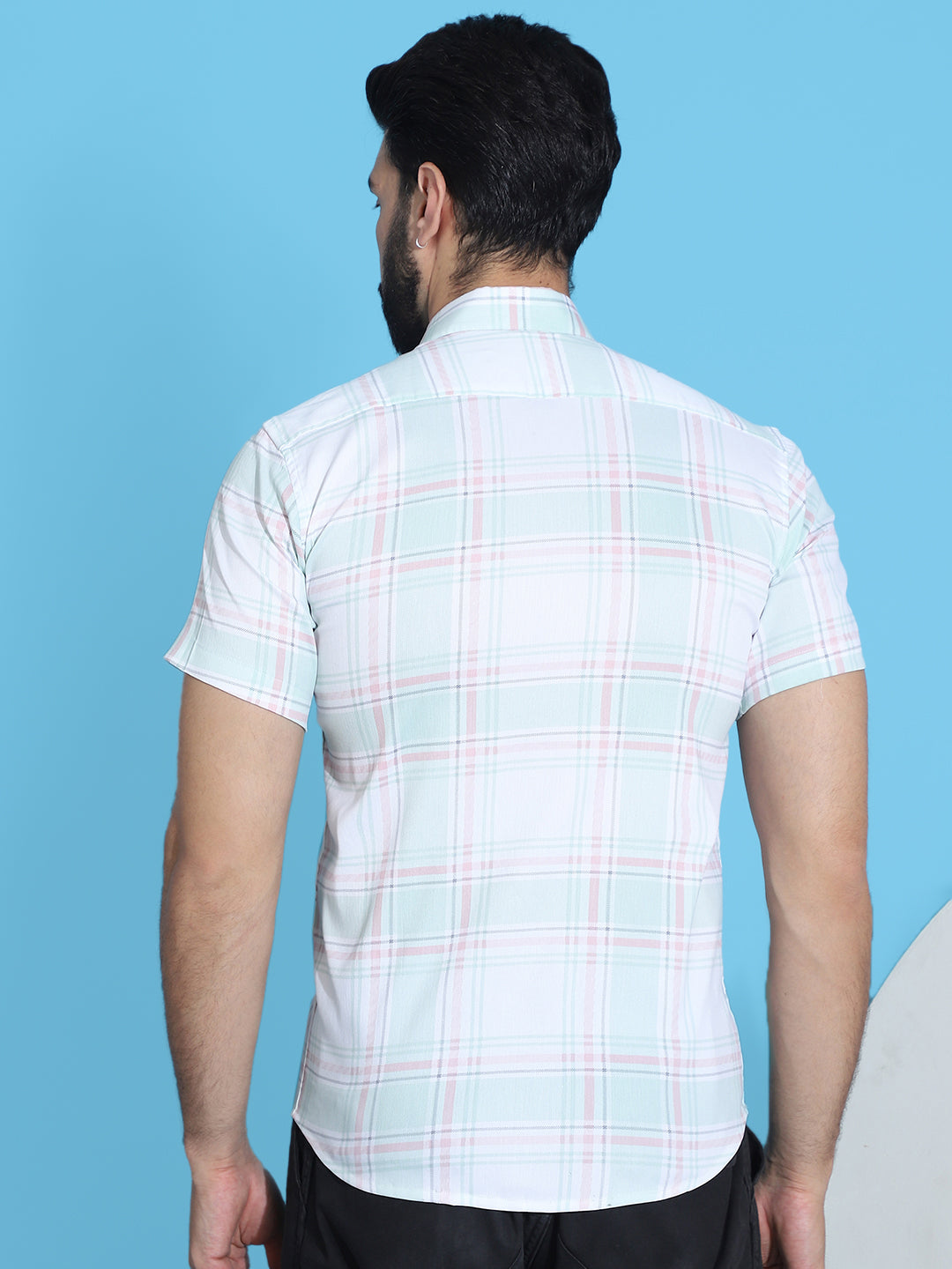 Checked Half Sleeve Cotton Shirt For Men