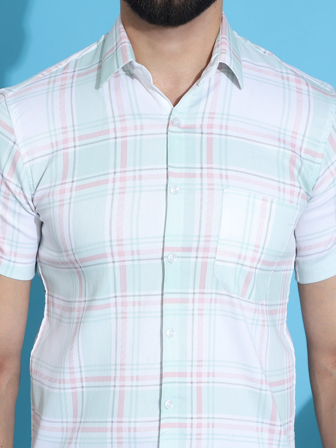 Checked Half Sleeve Cotton Shirt For Men