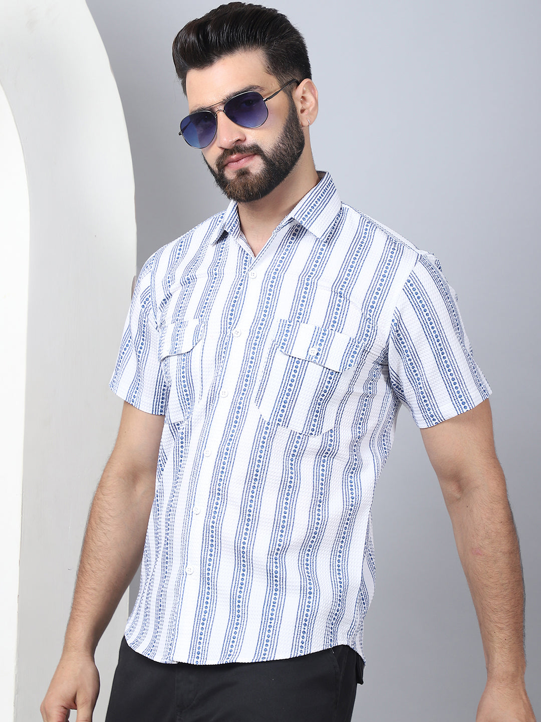 Mens Floral Printed Cotton Casual Shirt