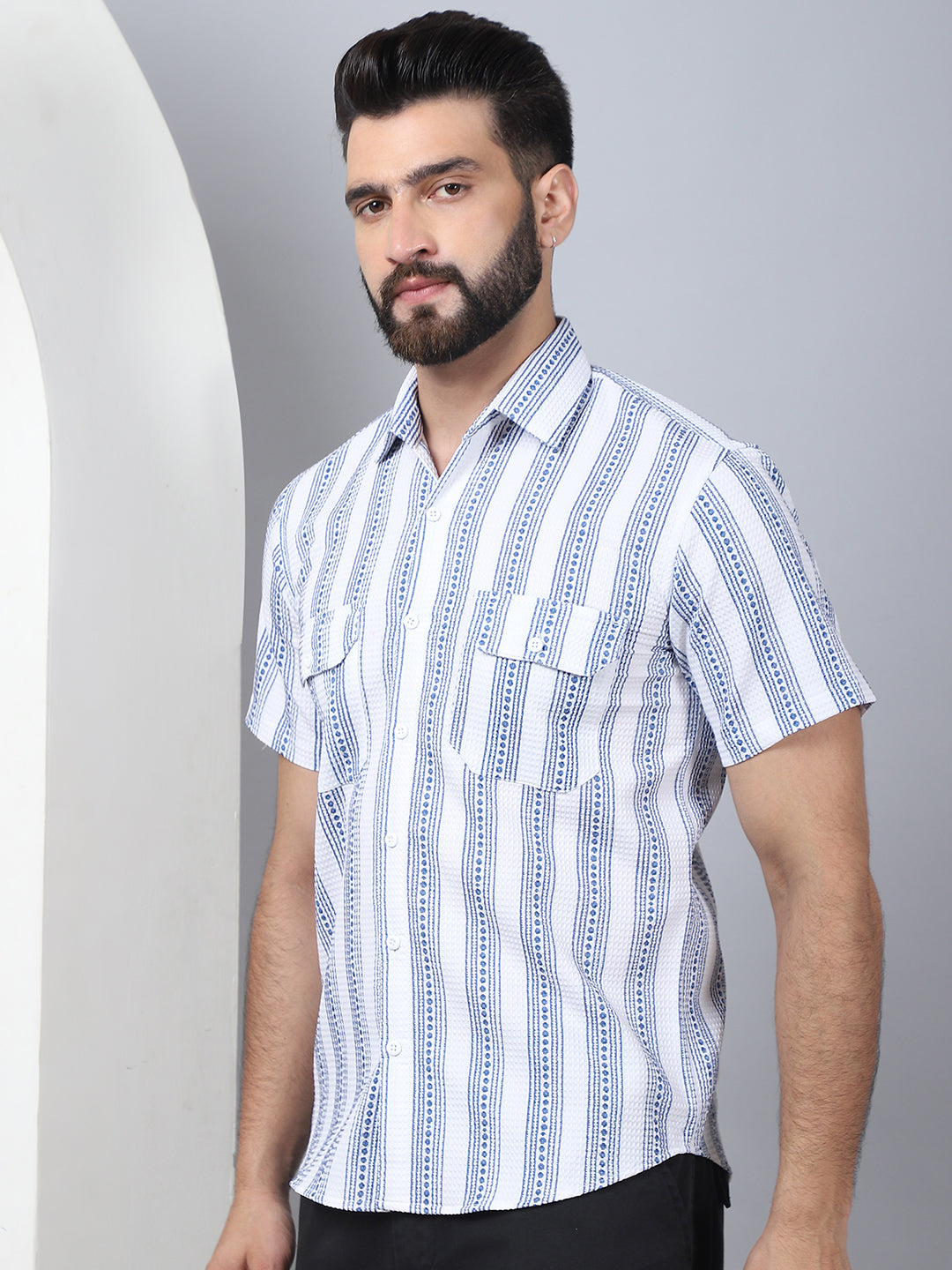 Mens Floral Printed Cotton Casual Shirt