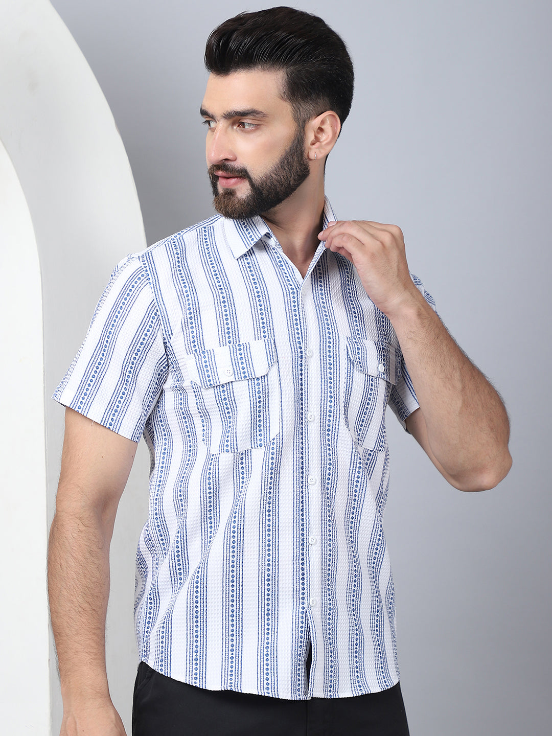 Mens Floral Printed Cotton Casual Shirt