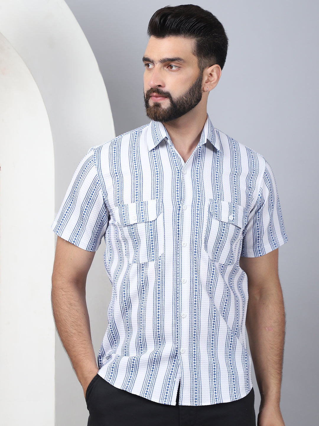 Mens Floral Printed Cotton Casual Shirt