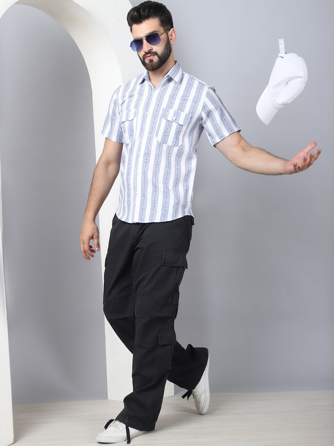 Mens Floral Printed Cotton Casual Shirt