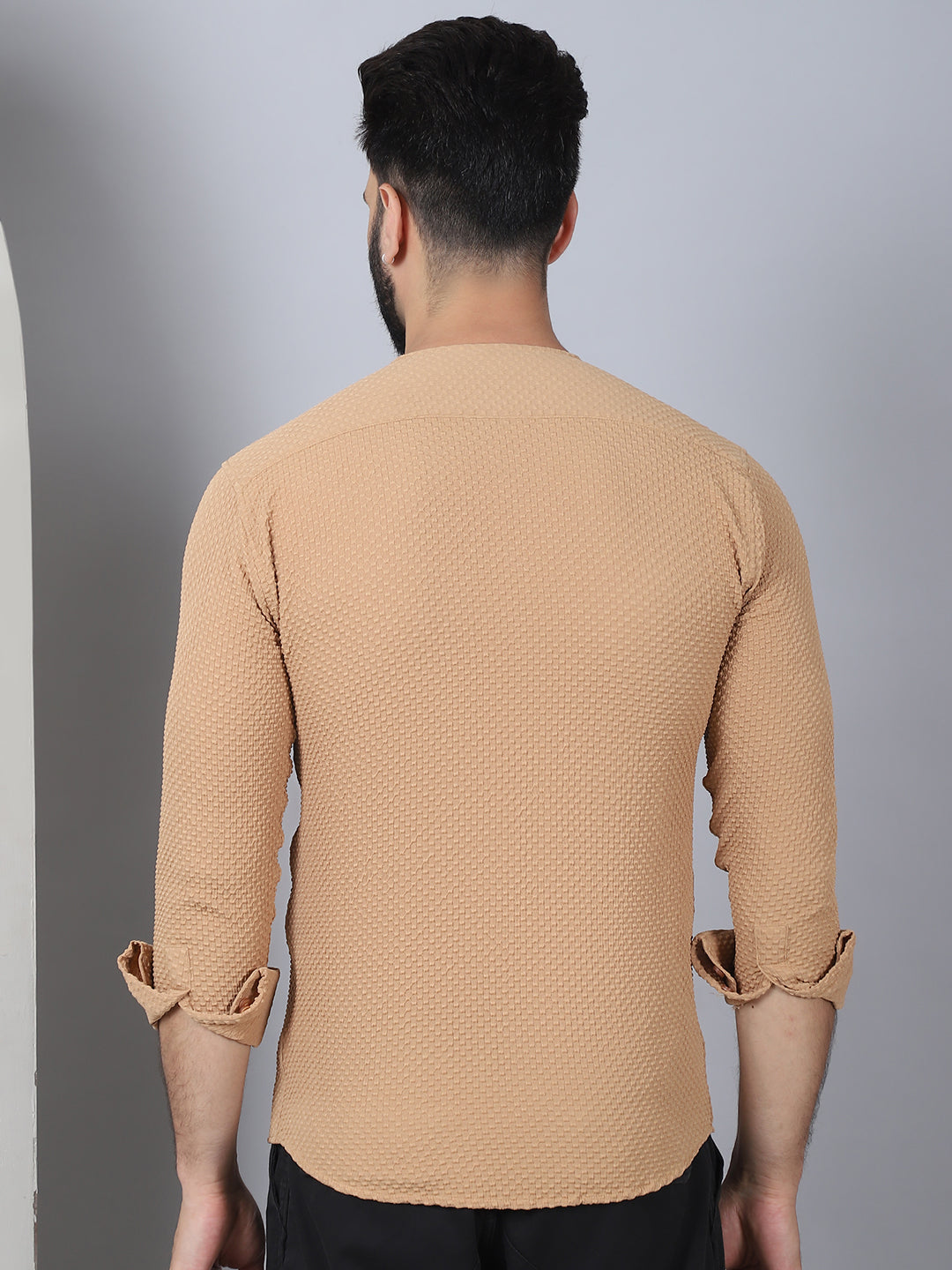 Self Design Cotton Blend Casual Shirt For Men