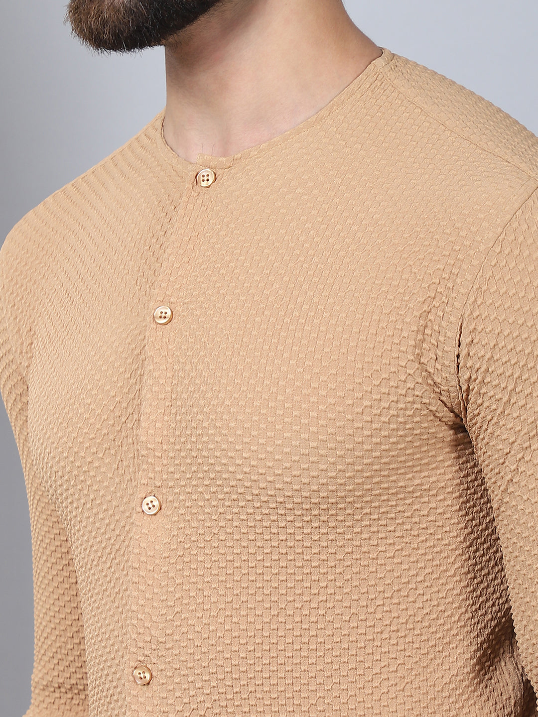 Self Design Cotton Blend Casual Shirt For Men