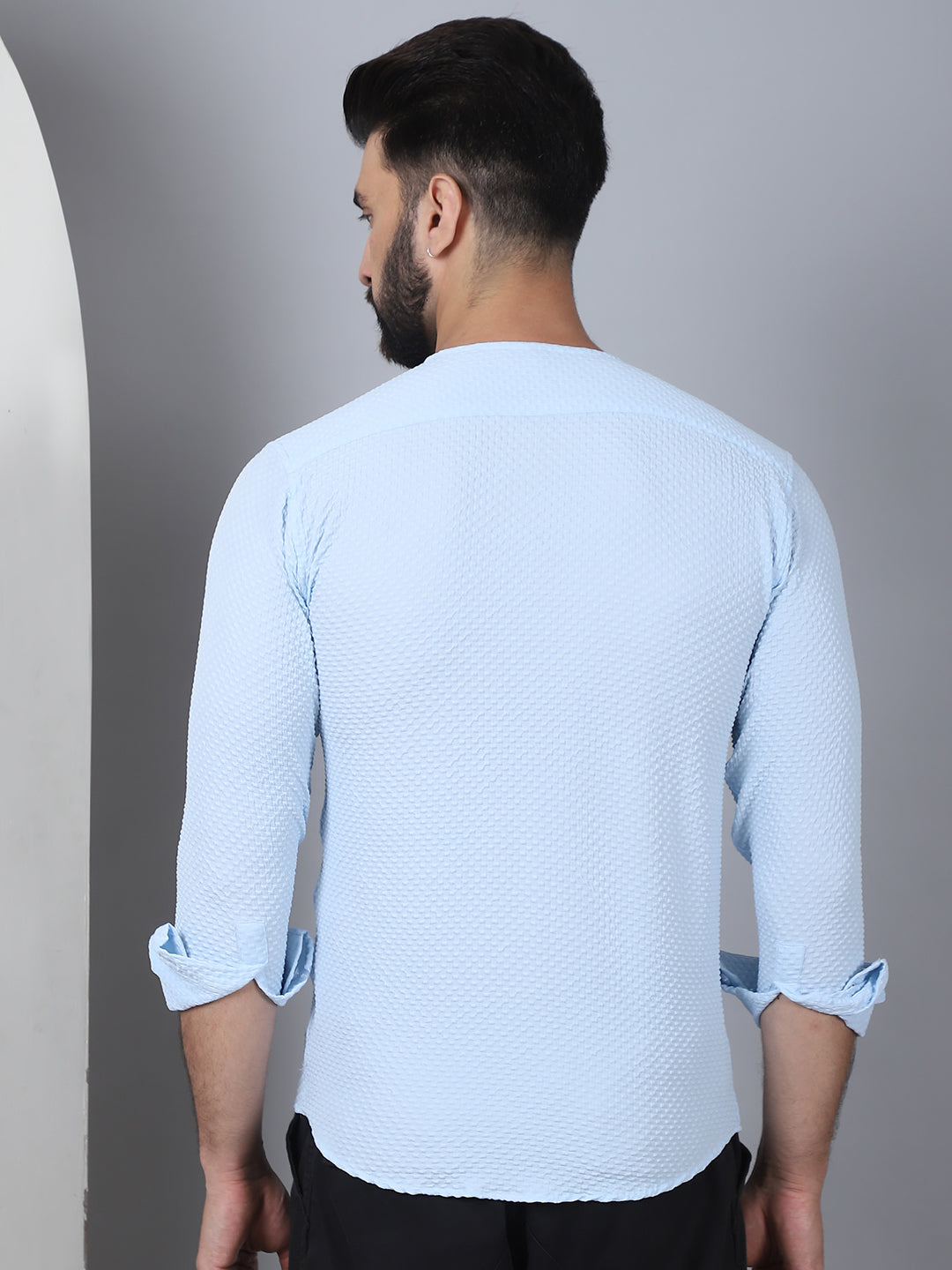 Self Design Cotton Blend Casual Shirt For Men