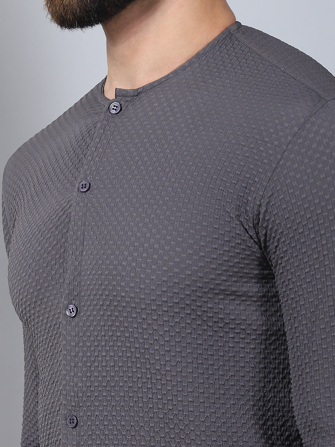 Self Design Cotton Blend Casual Shirt For Men
