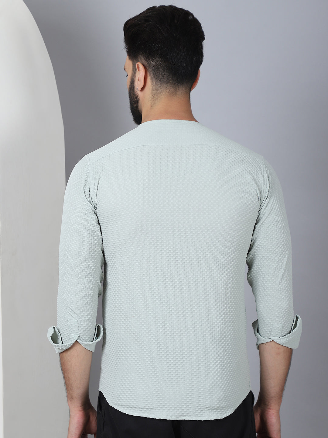 Self Design Cotton Blend Casual Shirt For Men
