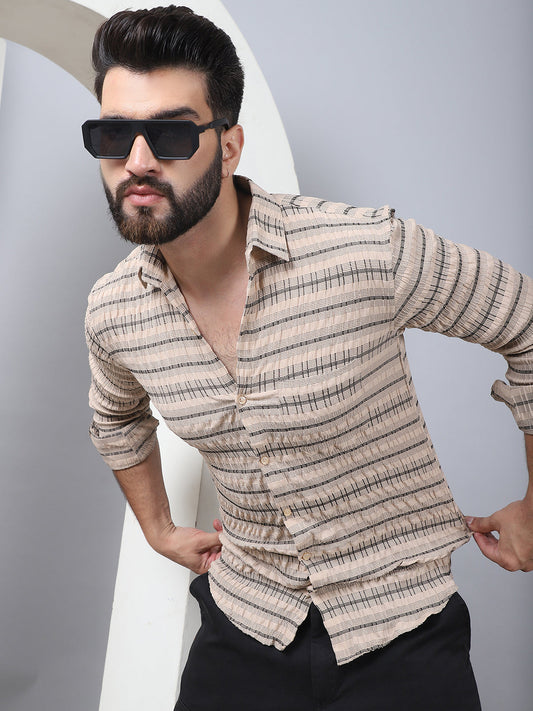 Indian Needle - Striped Cotton Casual Shirt for Men
