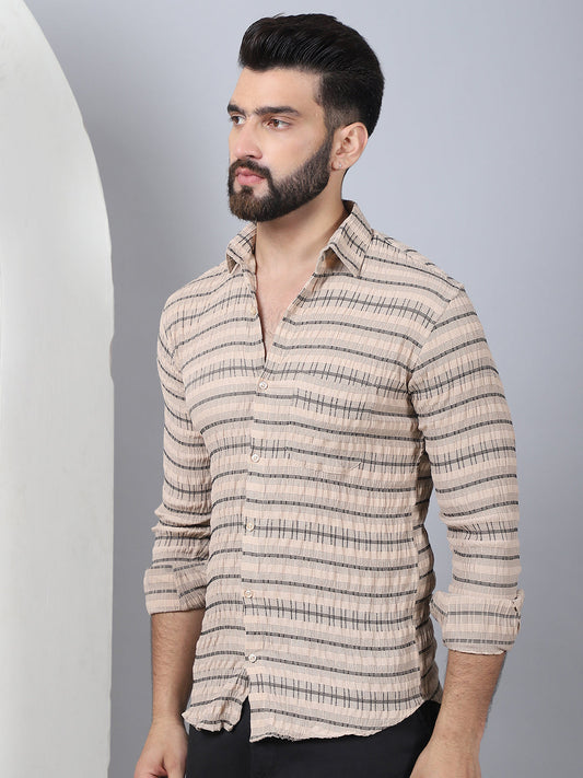 Indian Needle - Striped Cotton Casual Shirt for Men