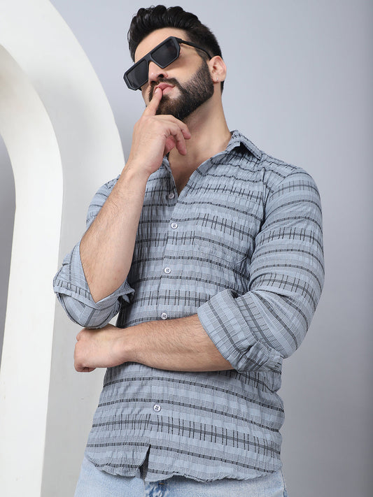 قميص كاجوال من القطن مخطط للرجال