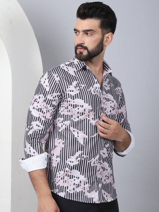Printed Spread Collar Cotton Casual Shirt For Men