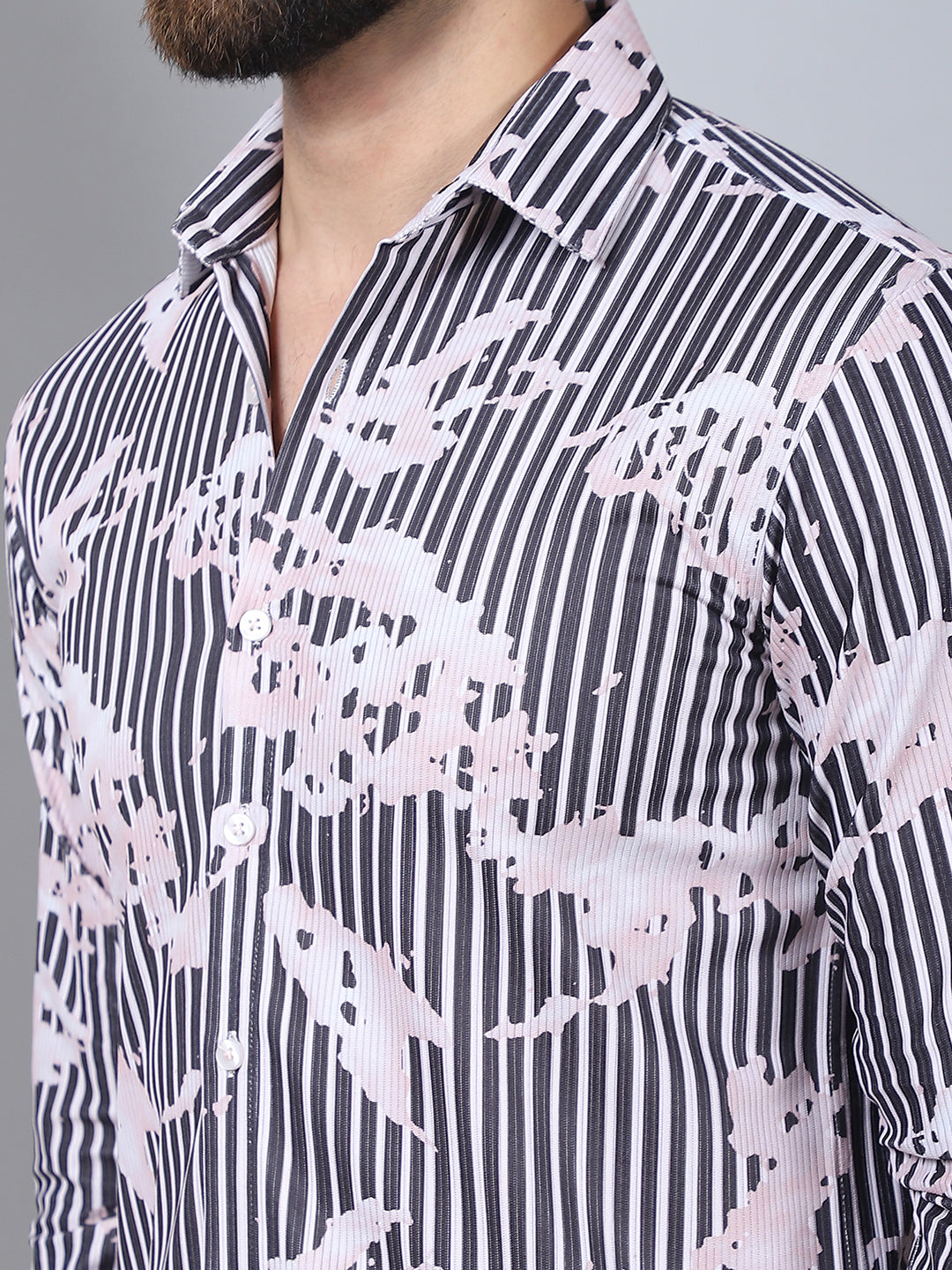 Printed Spread Collar Cotton Casual Shirt For Men