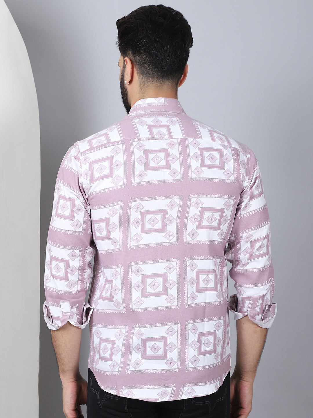 Printed Spread Collar Cotton Casual Shirt For Men