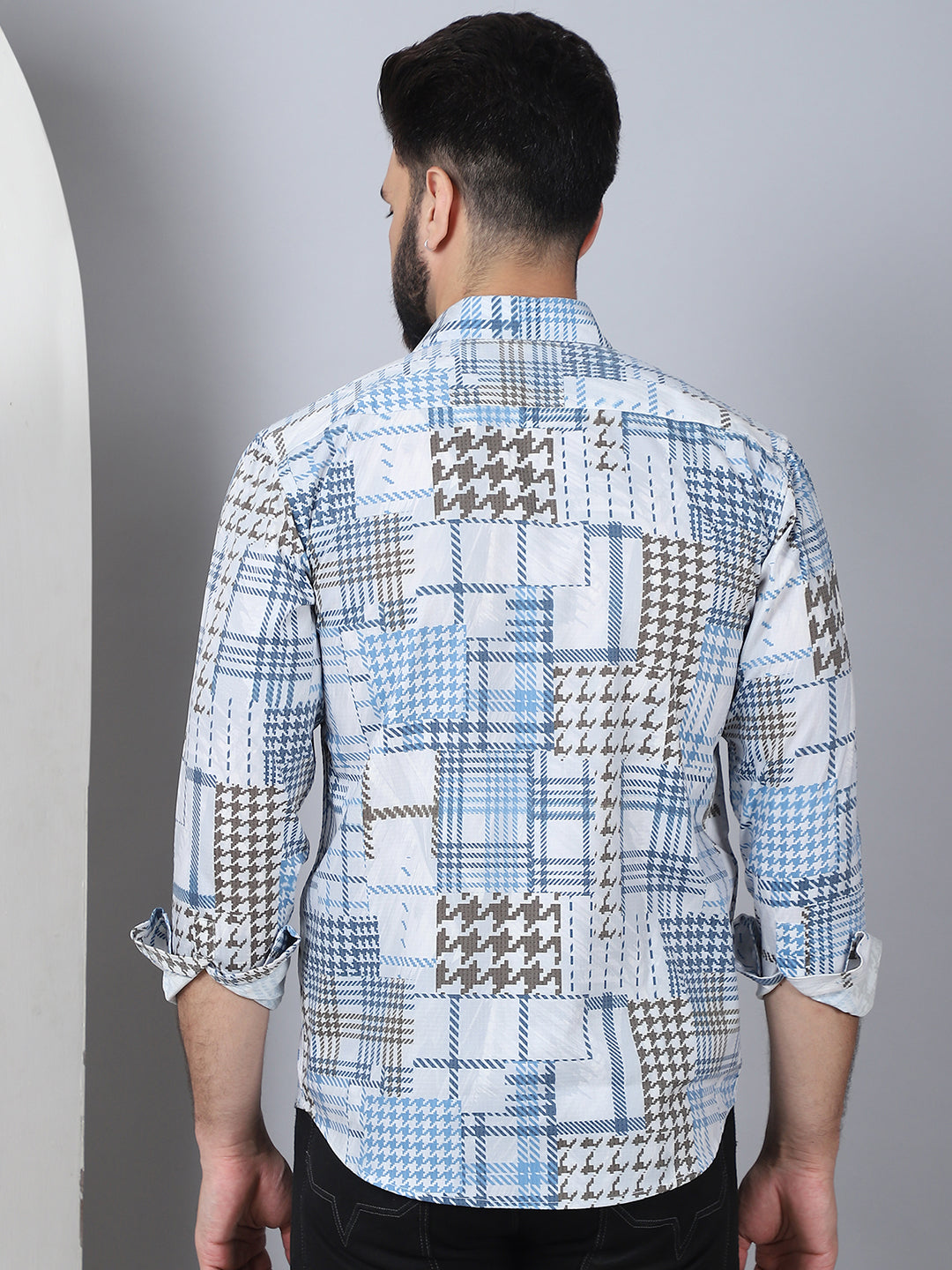 Geometric Printed Cotton Casual Shirt For Men