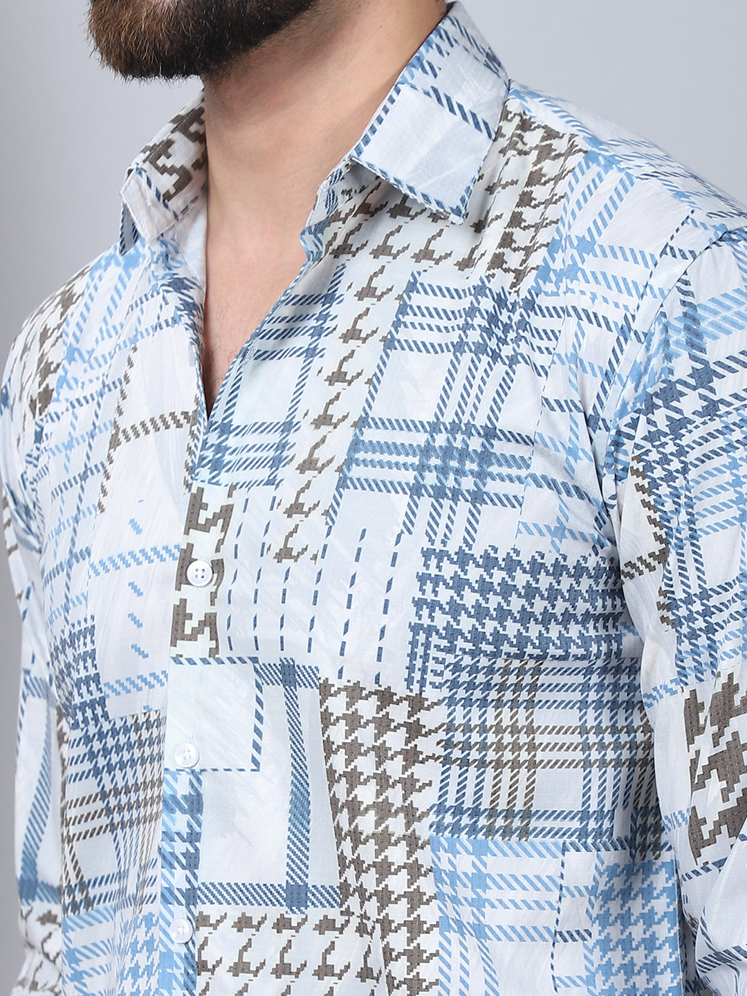 Geometric Printed Cotton Casual Shirt For Men