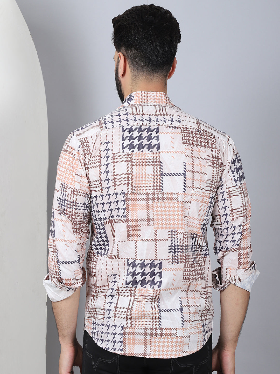 Geometric Printed Cotton Casual Shirt For Men