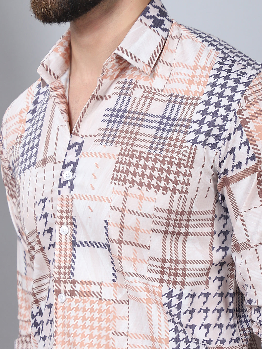 Geometric Printed Cotton Casual Shirt For Men