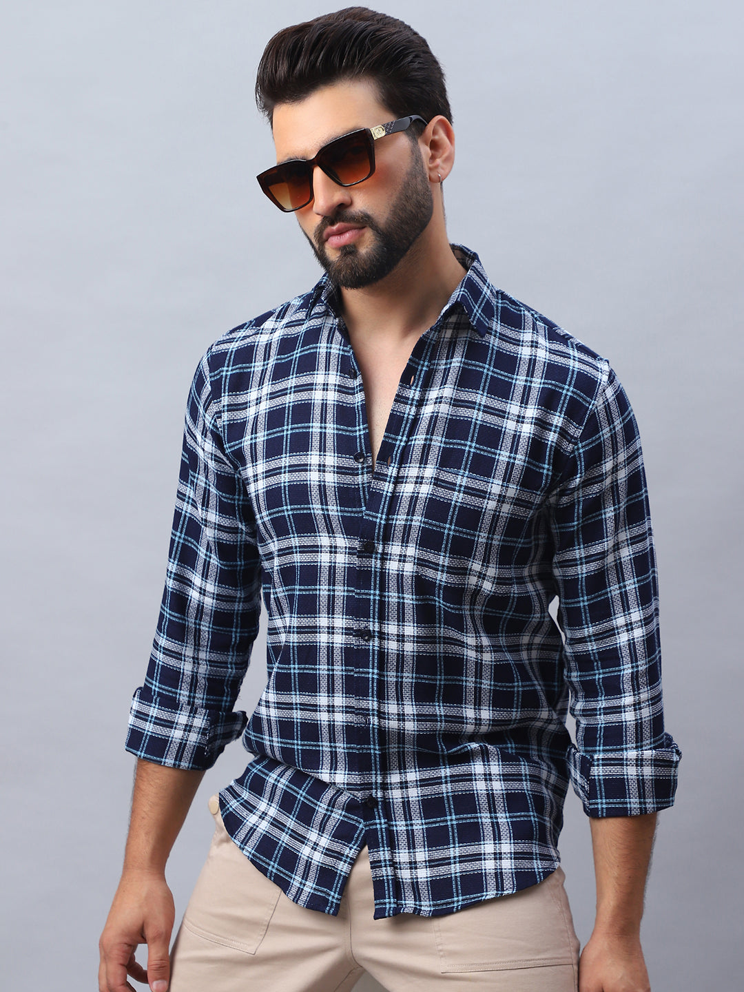 Checked Pure Cotton Casual Shirt For Men