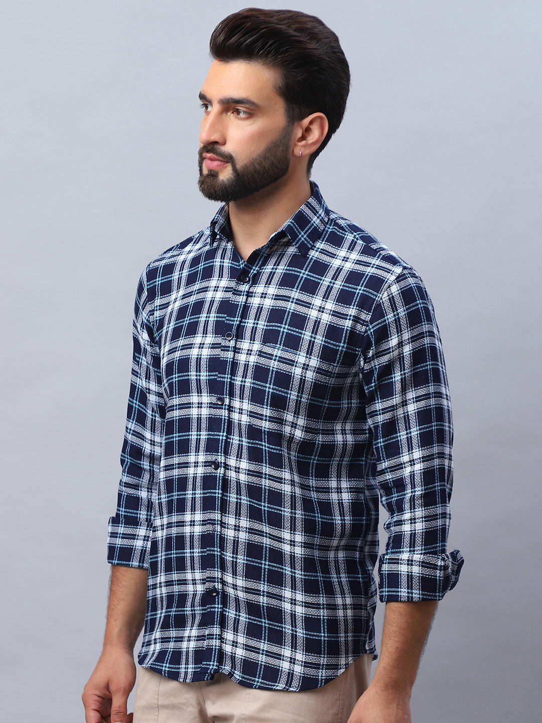 Checked Pure Cotton Casual Shirt For Men