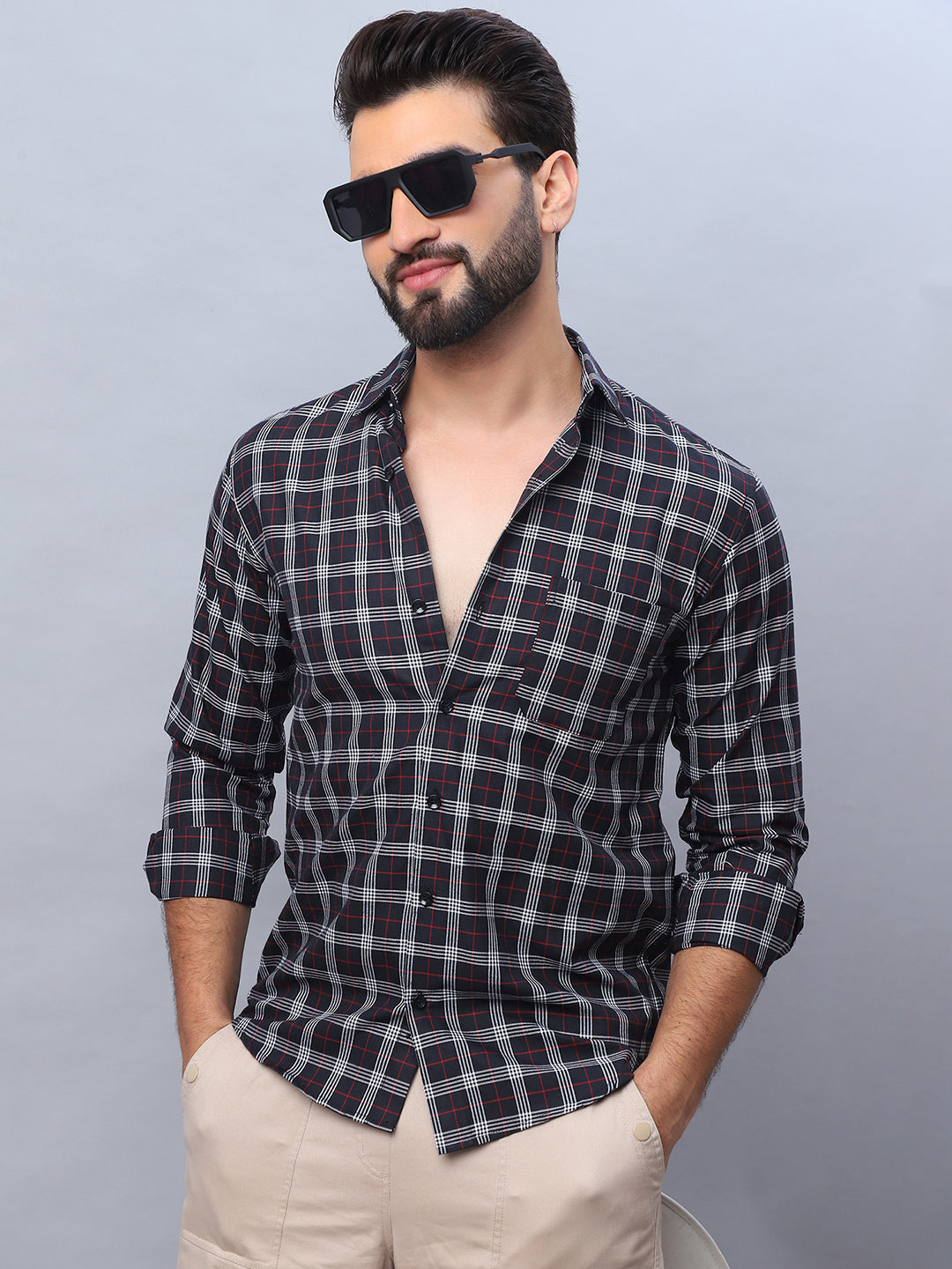 Checked Pure Cotton Casual Shirt For Men