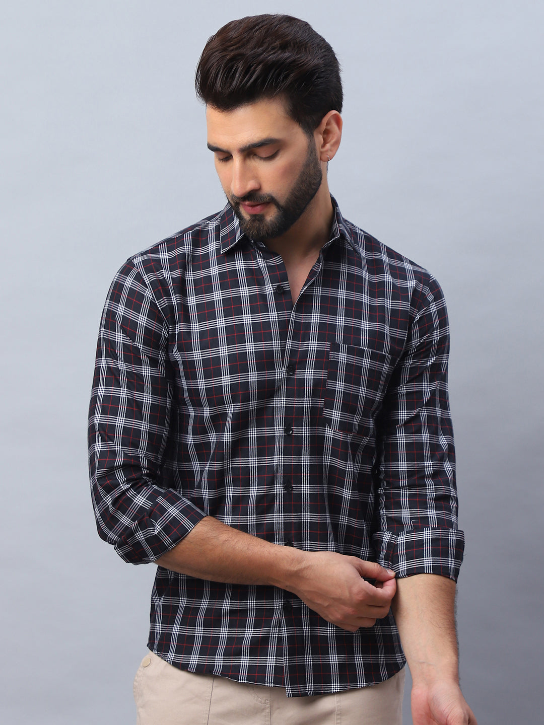 Checked Pure Cotton Casual Shirt For Men