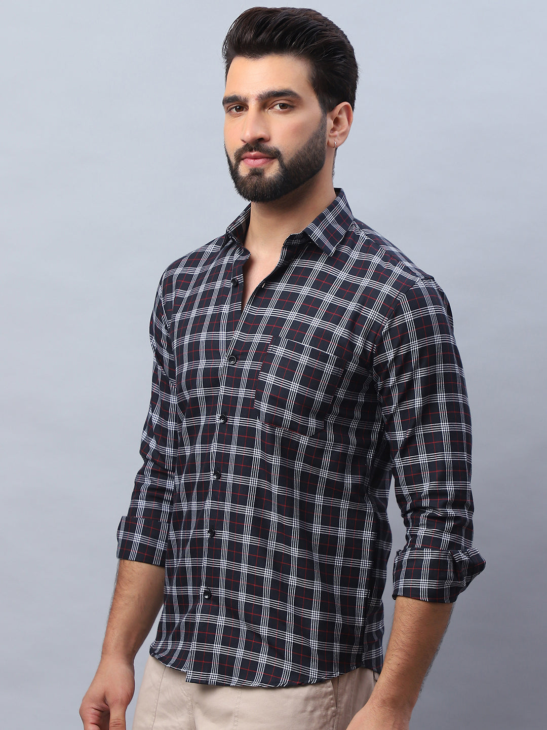 Checked Pure Cotton Casual Shirt For Men