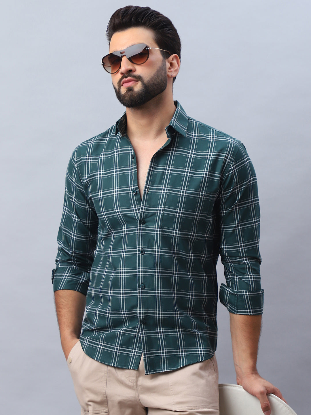 Checked Pure Cotton Casual Shirt For Men